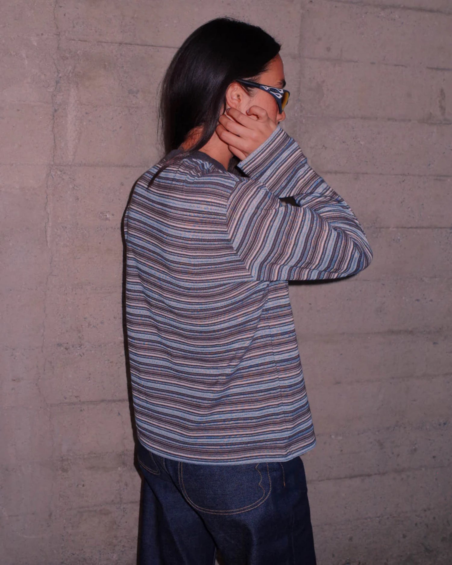 ROMY MULTI STRIPE LONG SLEEVE T-SHIRT - BROWN 3