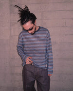 ROMY MULTI STRIPE LONG SLEEVE T-SHIRT - BROWN 4