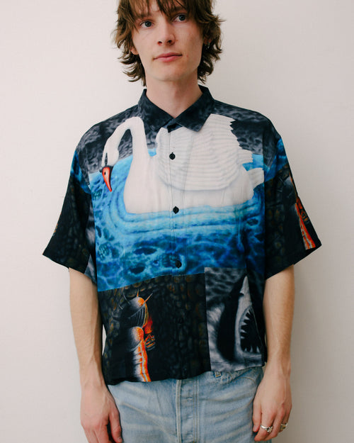 COPIA SHORT SLEEVE BUTTON DOWN SHIRT - BLACK MULTI 2