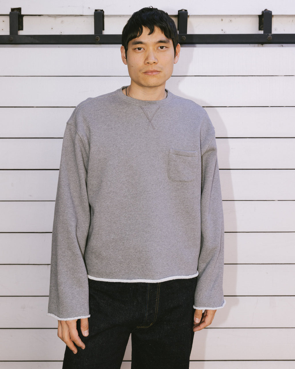 BOXY FRENCH TERRY SWEATSHIRT - HEATHER GREY 5
