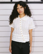 TWISTED SEERSUCKER BUTTON UP SHIRT - CREAM 3