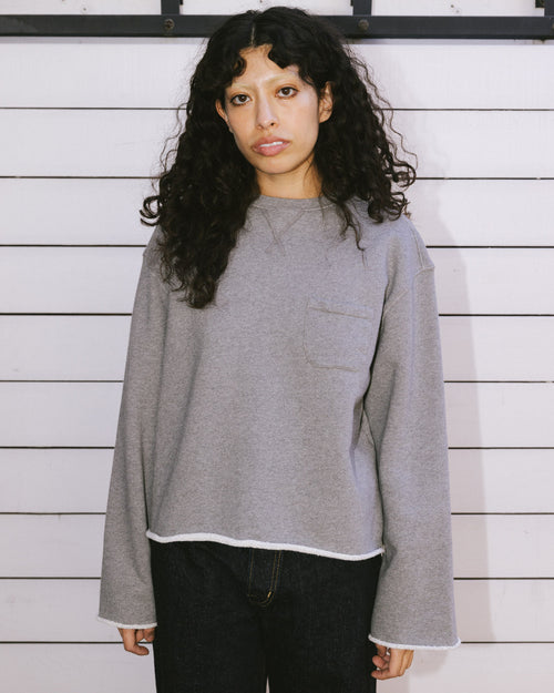 BOXY FRENCH TERRY SWEATSHIRT - HEATHER GREY 2