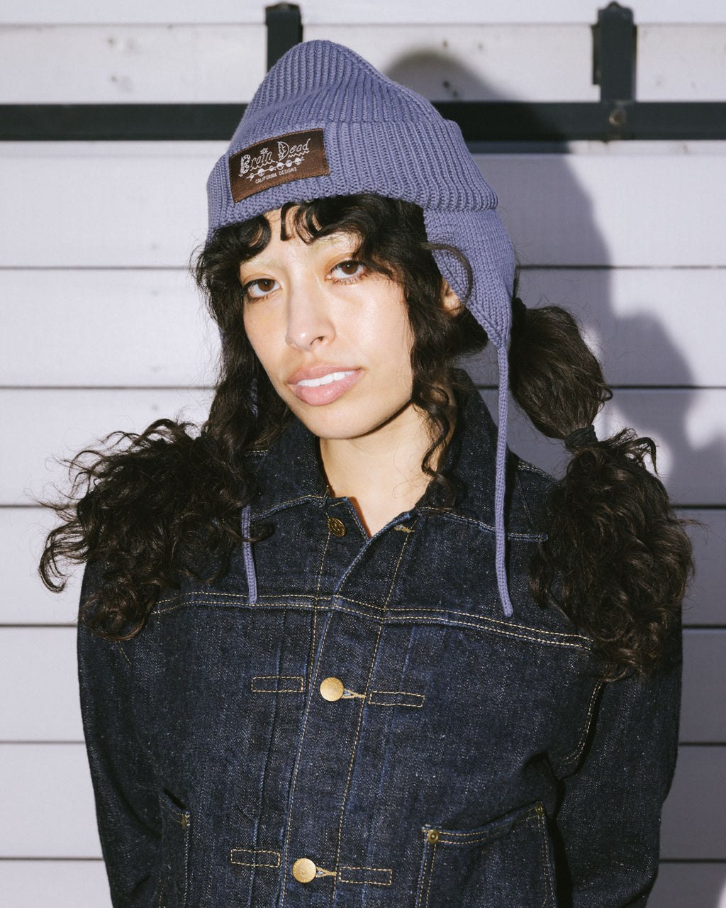 KNITTED EAR FLAP BEANIE - BLUE 2
