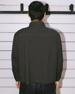 GINGHAM ROUND COLLAR SHIRT - BLACK 4