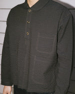 GINGHAM ROUND COLLAR SHIRT - BLACK 5