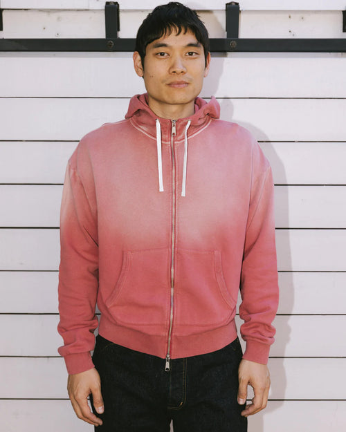 PADDED ELBOW ZIP-UP HOODIE - BRICK 2