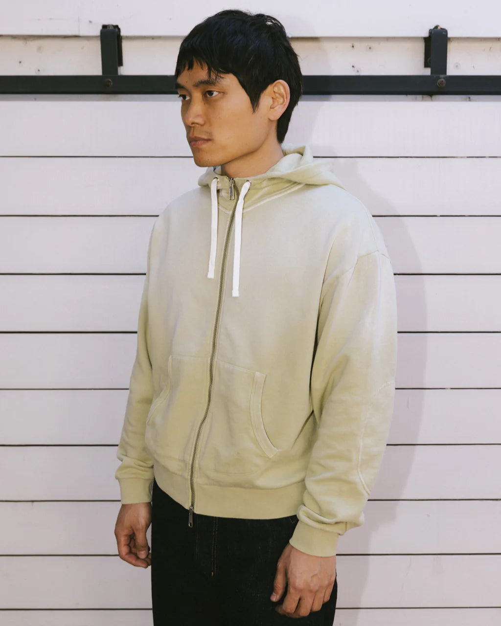 PADDED ELBOW ZIP-UP HOODIE - SAND 3
