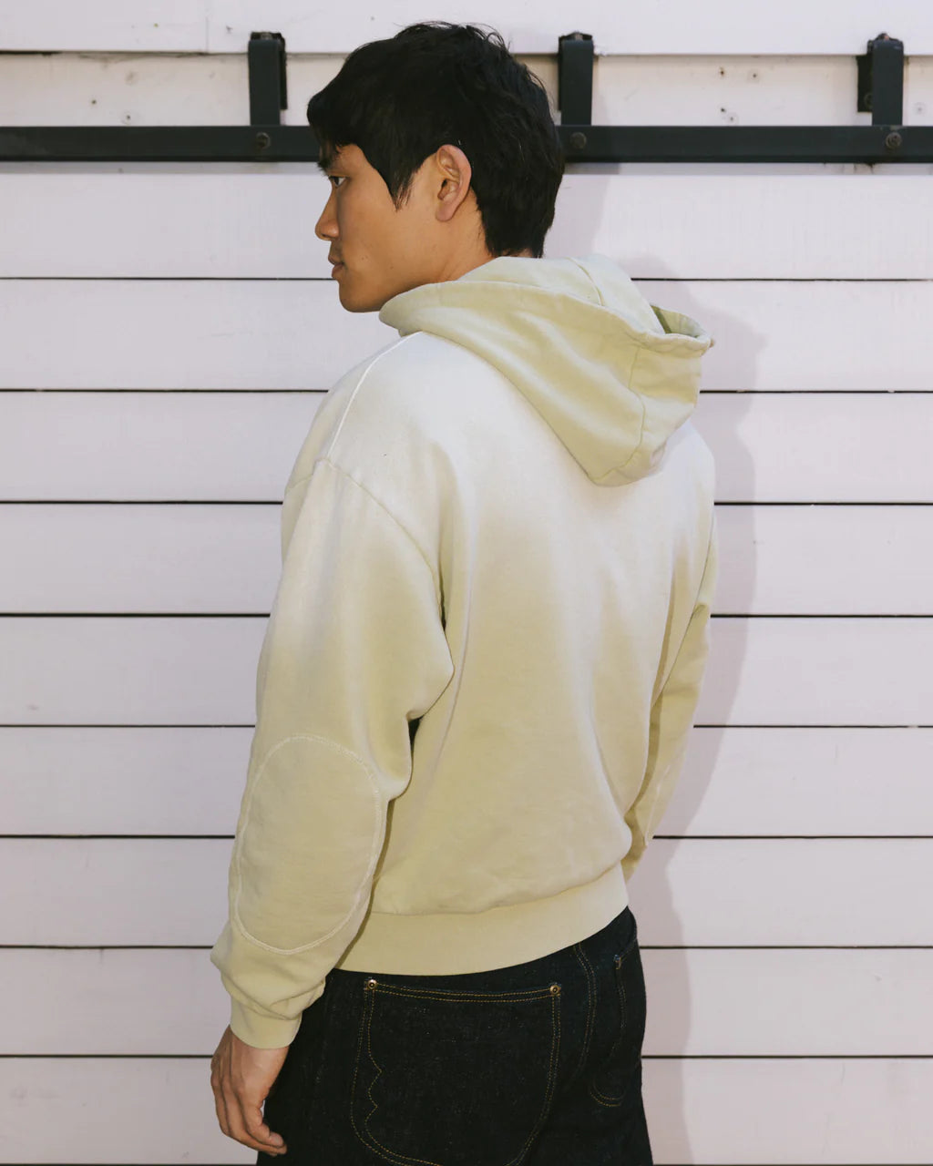 PADDED ELBOW ZIP-UP HOODIE - SAND 4