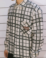 PLAID FRENCH TERRY BUTTON UP - SAND 5