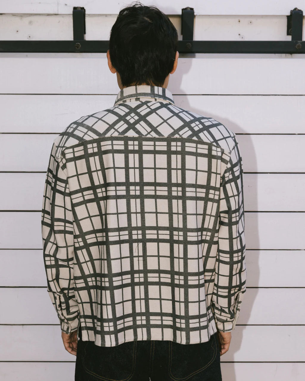 PLAID FRENCH TERRY BUTTON UP - SAND 4