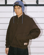 HALF ZIP COLLARED SWEATSHIRT - BROWN 3