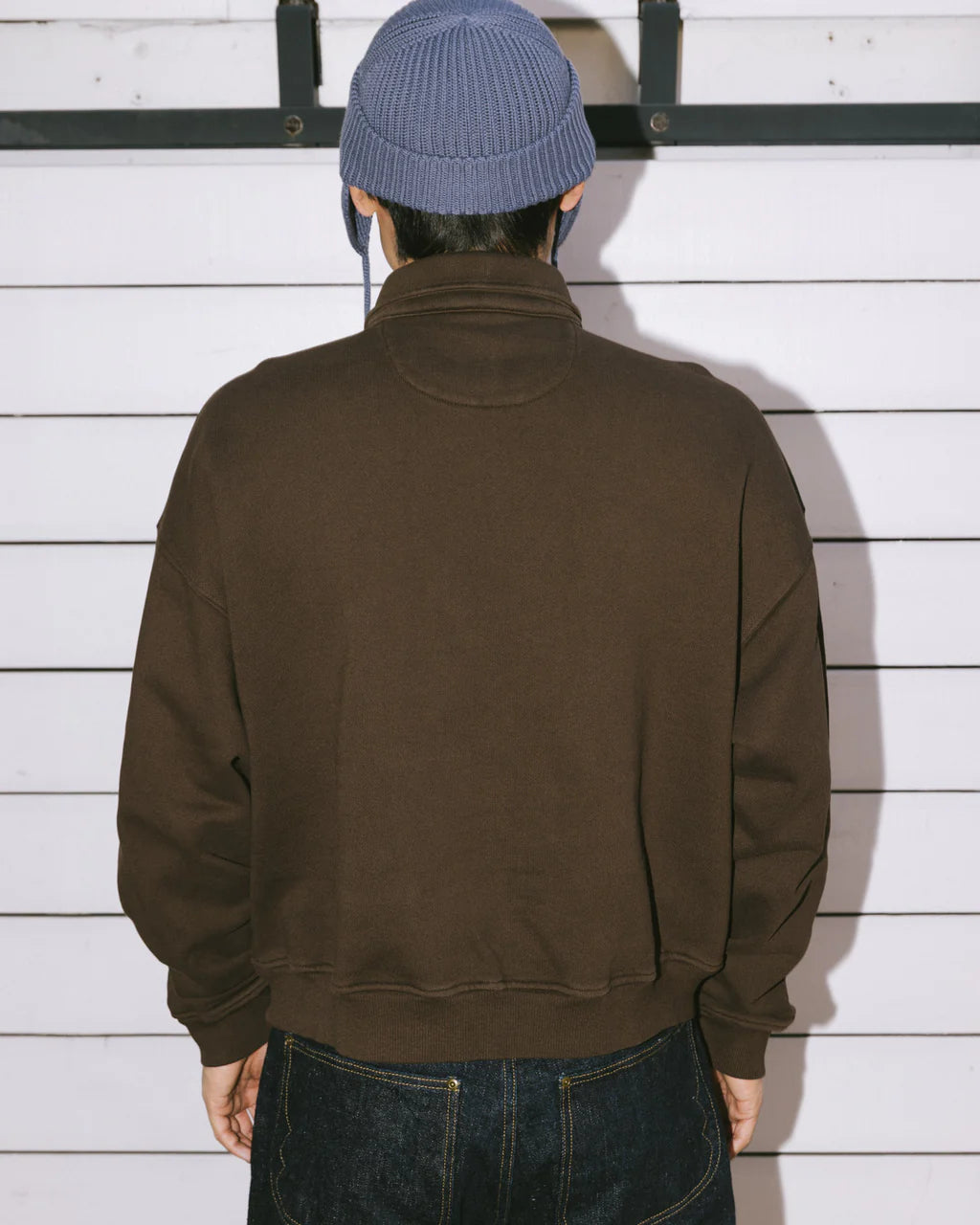 HALF ZIP COLLARED SWEATSHIRT - BROWN 4