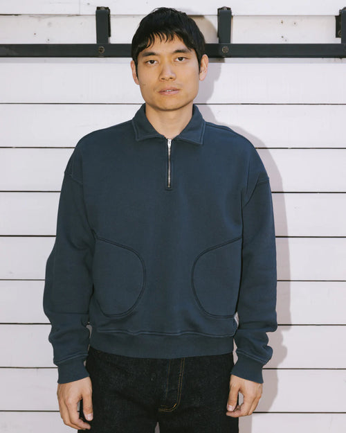 HALF ZIP COLLARED SWEATSHIRT - MIDNIGHT 2