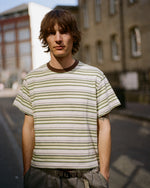 LOOPED STRIPE T-SHIRT - GREEN MULTI 2