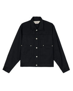 SERGE WOOL TRUCKER JACKET - BLACK