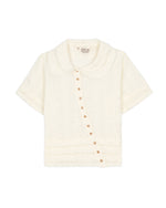 TWISTED SEERSUCKER BUTTON UP SHIRT - CREAM 1