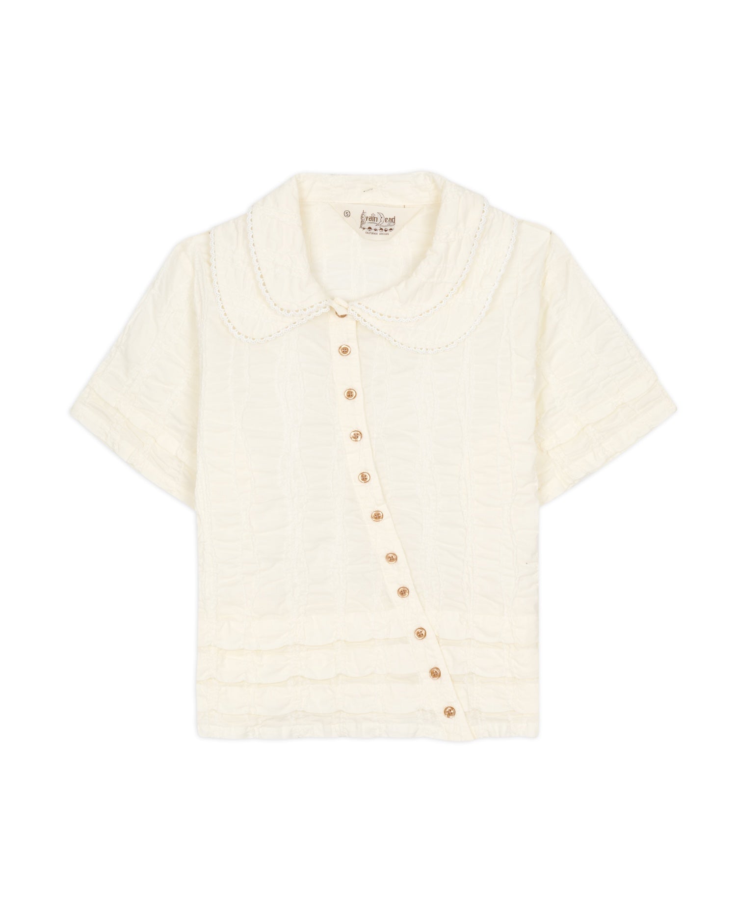 TWISTED SEERSUCKER BUTTON UP SHIRT - CREAM 1