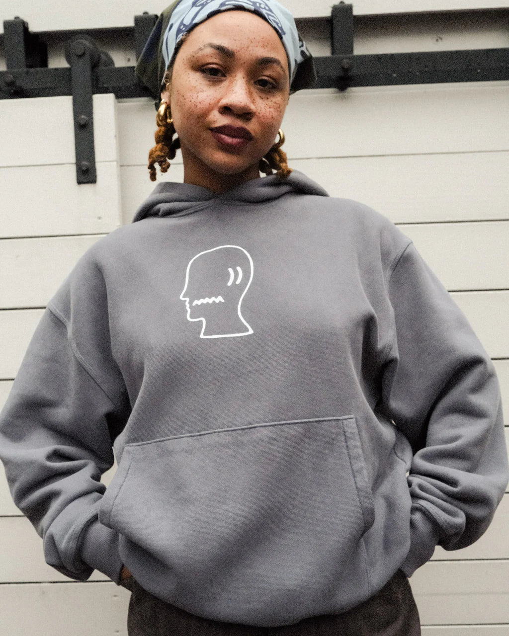 BRAIN DEAD LOGOHEAD HOODIE - SLATE 2