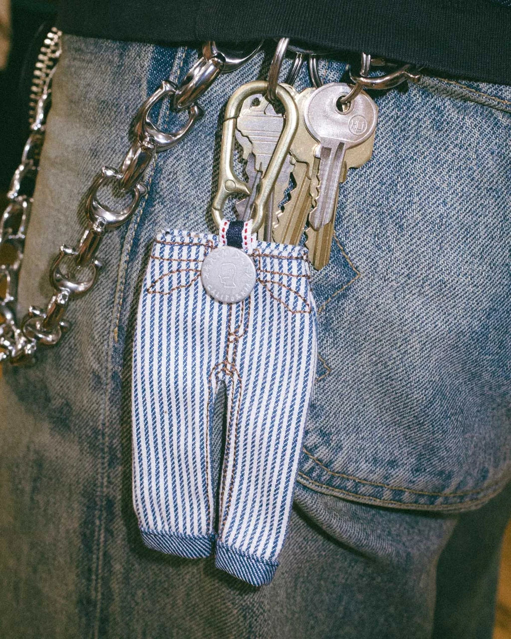 Type 00 Denim Keychain Charm - Hickory Stripe 3