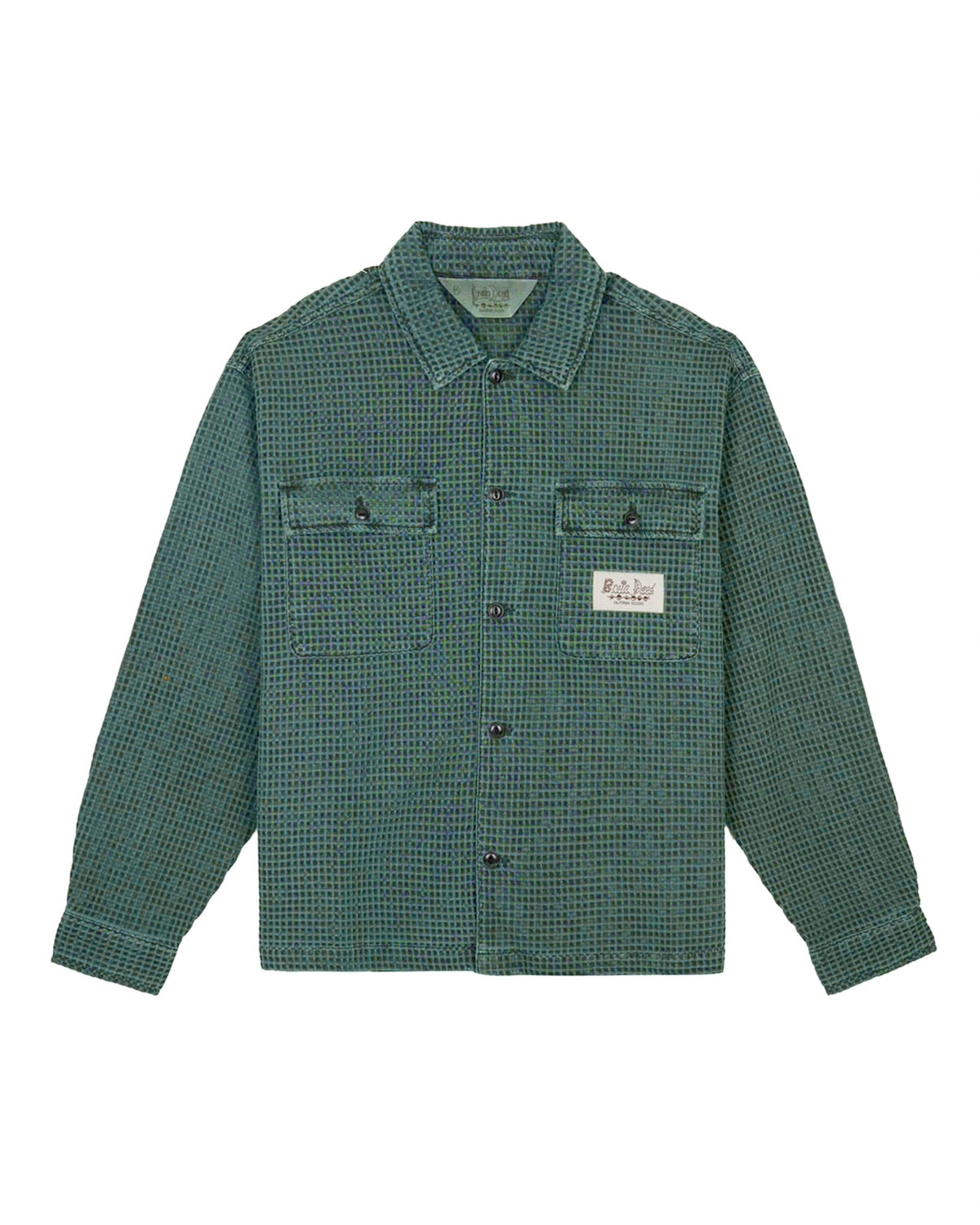 WAFFLE BUTTON FRONT SHIRT - SILVER PINE 1