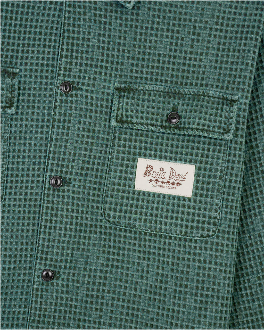 WAFFLE BUTTON FRONT SHIRT - SILVER PINE 3