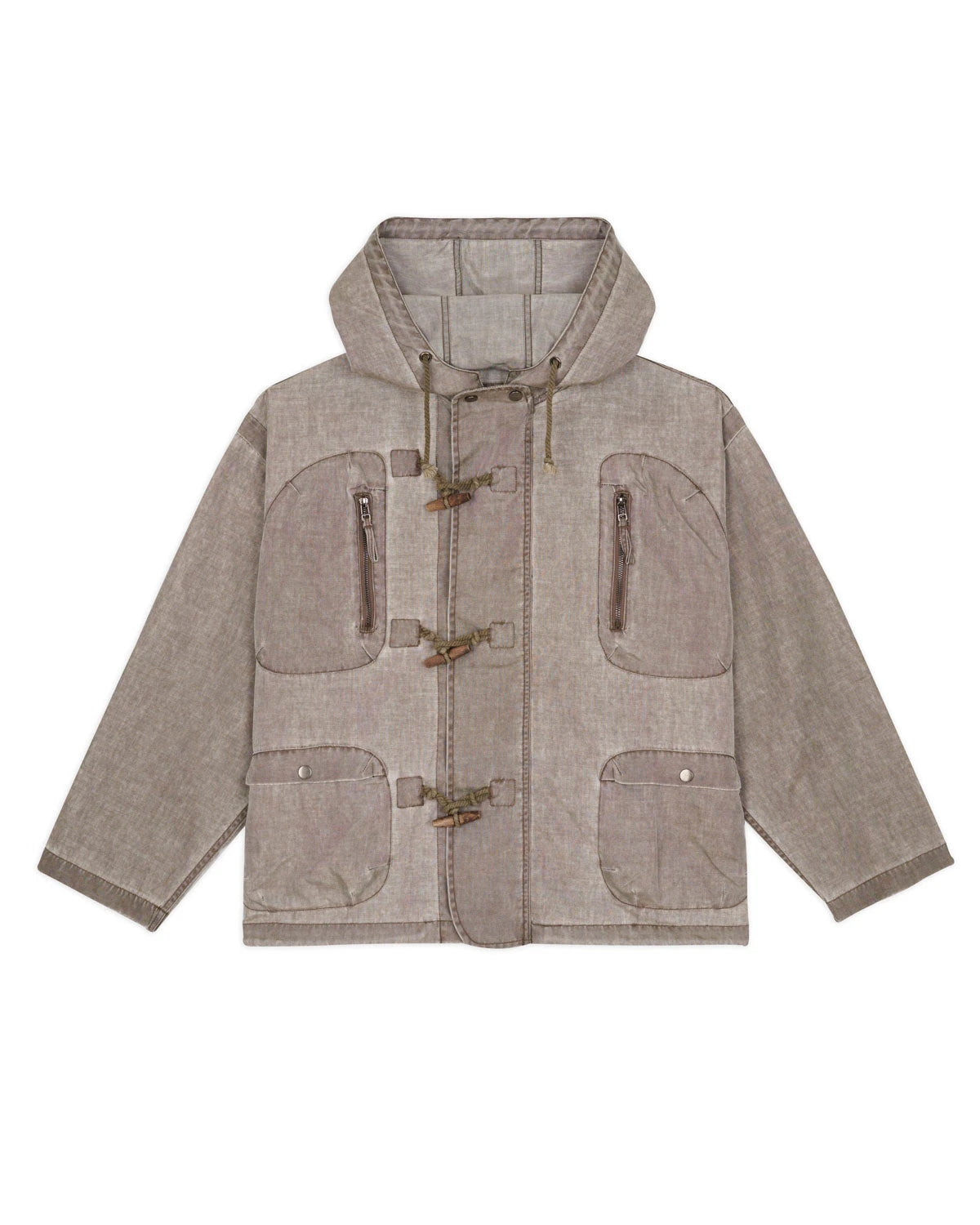 WASHED RIPSTOP TOGGLE JACKET - BROWN 1