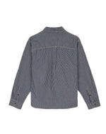 HICKORY STRIPE HALF ZIP WORK SHIRT - NAVY 3