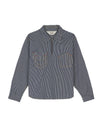 HICKORY STRIPE HALF ZIP WORK SHIRT - NAVY