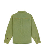 HICKORY STRIPE HALF ZIP WORK SHIRT - GREEN 3