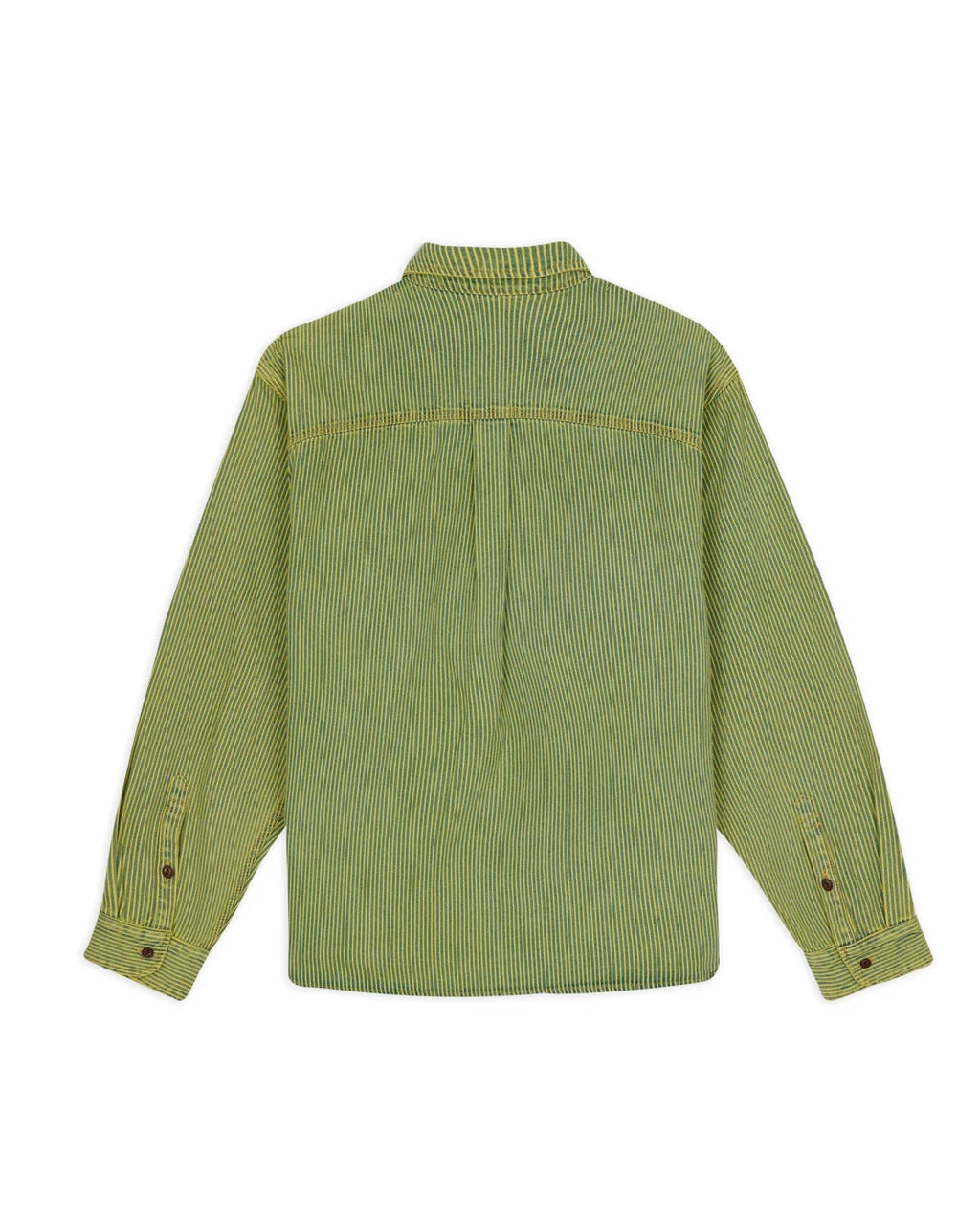 HICKORY STRIPE HALF ZIP WORK SHIRT - GREEN 3