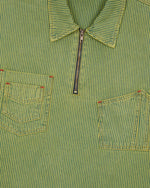 HICKORY STRIPE HALF ZIP WORK SHIRT - GREEN 2