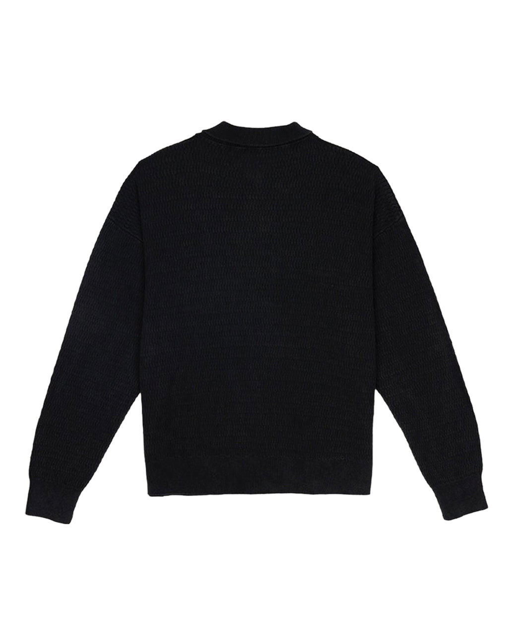PIGMENT DYE LONG SLEEVE POLO SWEATER - INK 2