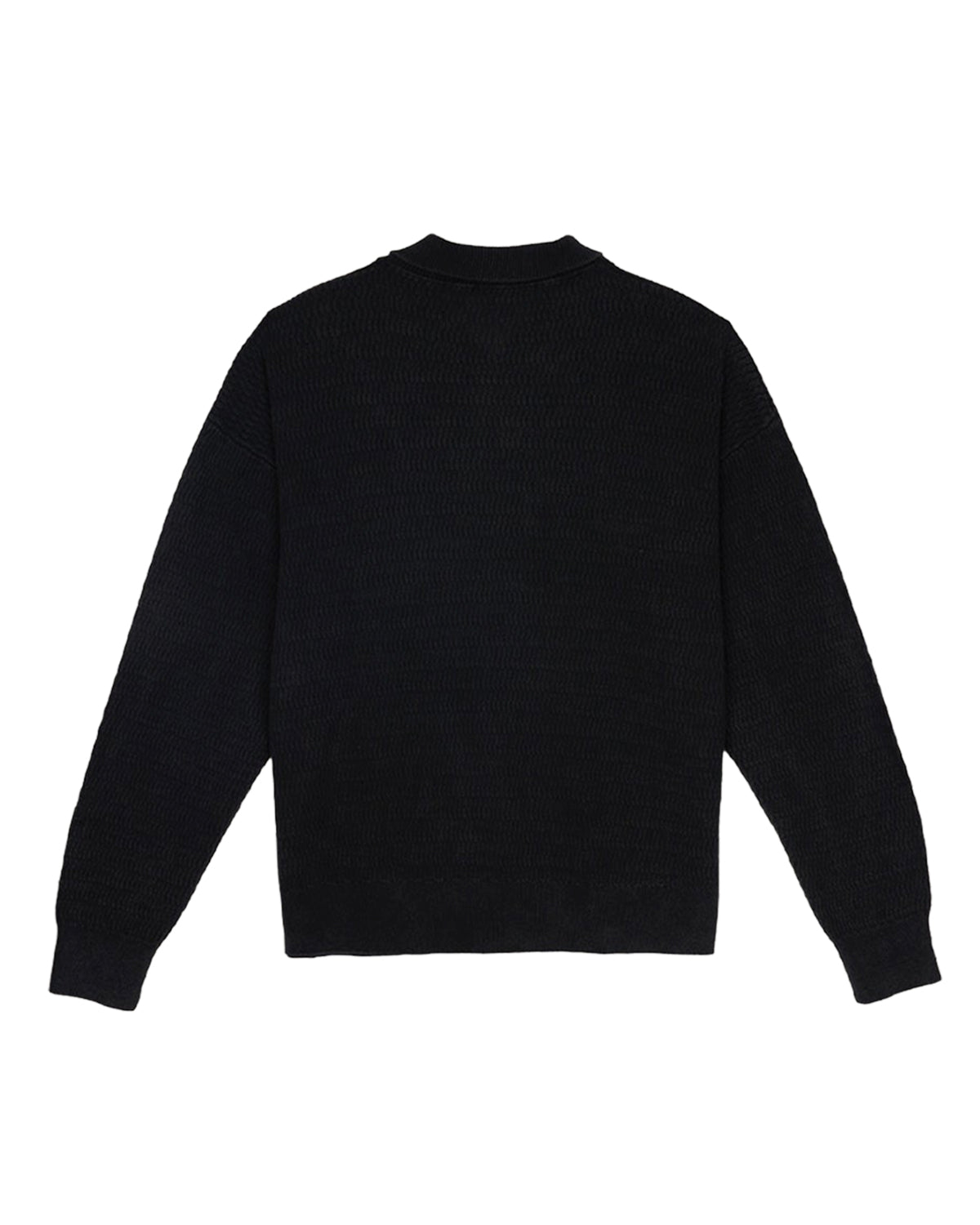 PIGMENT DYE LONG SLEEVE POLO SWEATER - INK 2