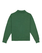 PIGMENT DYE LONG SLEEVE POLO SWEATER - GREEN 2