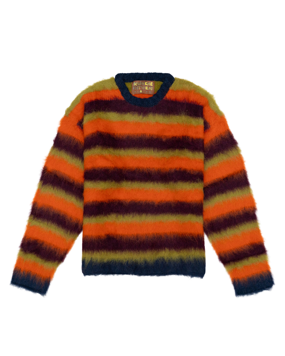 BLURRY LINES ALPACA CREWNECK SWEATER - ORANGE MULTI 1